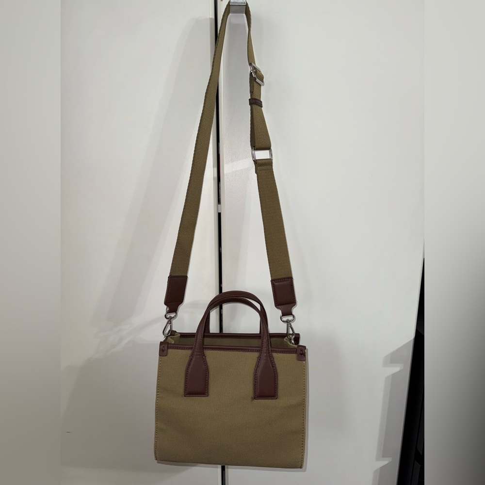 Zara medium cross body bag | Olive Green and brown color | linen Texture